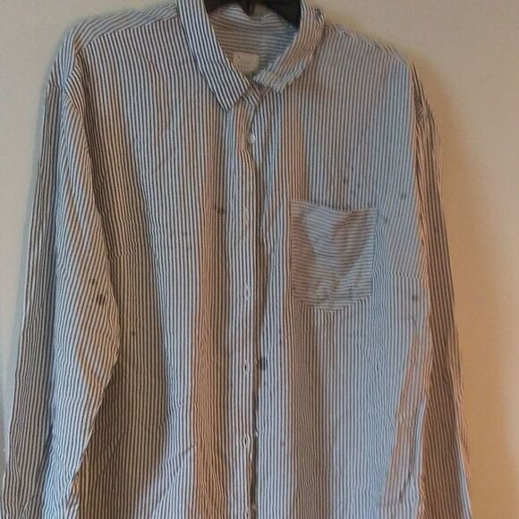 A New Day gray striped button-up blouse - Picture 1 of 5